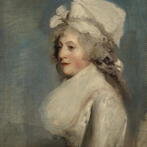 Sir Thomas Lawrence — Портрет Джудит Ноэль, леди Милбэнк, в полный рост, в белом платье и шляпке