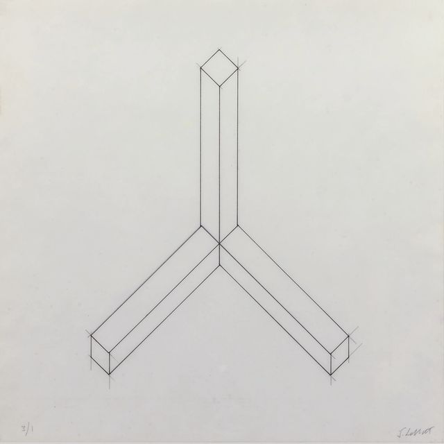 Sol LeWitt — Неполный рисунок открытого куба - вариация из трех частей