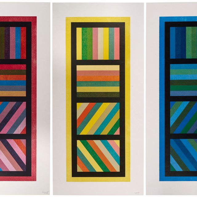 Sol LeWitt — Цветные полосы в четырех направлениях (вертикальные) : Три отпечатка