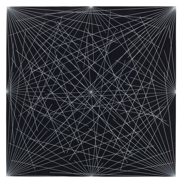 Sol LeWitt — Линии от углов, боковых сторон и центра к точкам на сетке (черные)