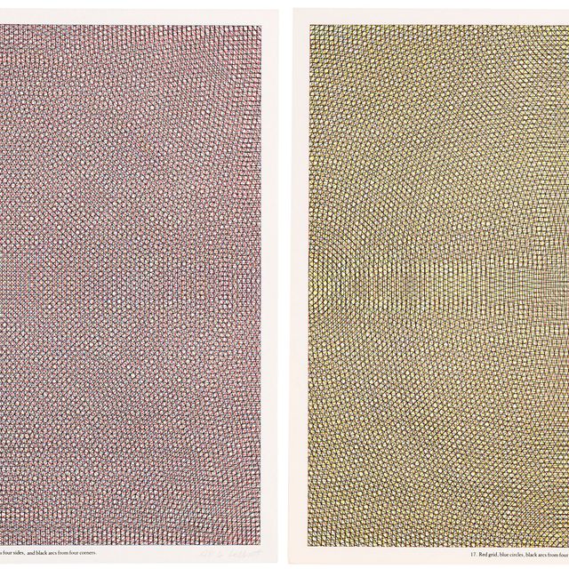 Sol LeWitt — Все комбинации дуг со сторон и углов, сеток и окружностей с использованием четырех цветов