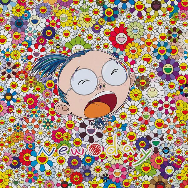 Takashi Murakami — Новый день: Автопортрет; Новый день: Роль тотема Доба; и новый день: Много-много Кайкай и Кики