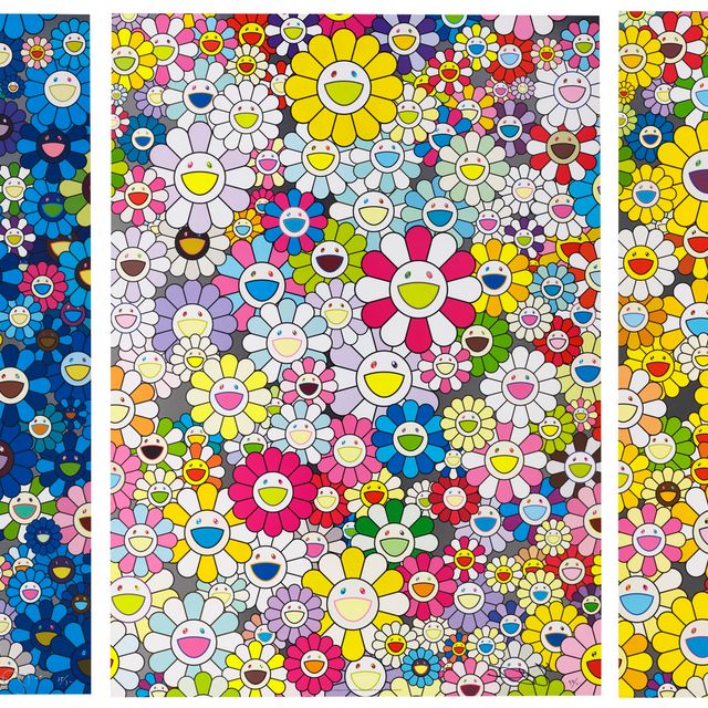 Takashi Murakami — Дань уважения IKB 1957 D; Дань уважения Иву Кляйну, Многоцветный D; и дань уважения Monogold 1960 D