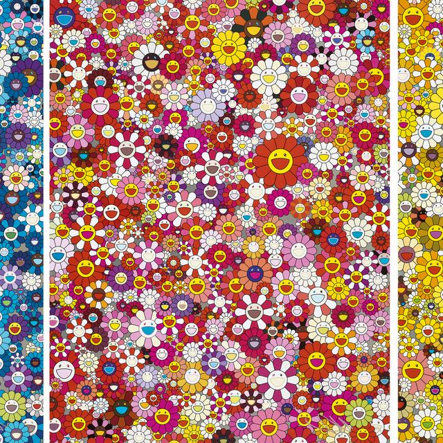 Takashi Murakami — Дань уважения IKB, 1957 F; Дань уважения Monopink, 1960 E; и Дань уважения IKB, 1957 E
