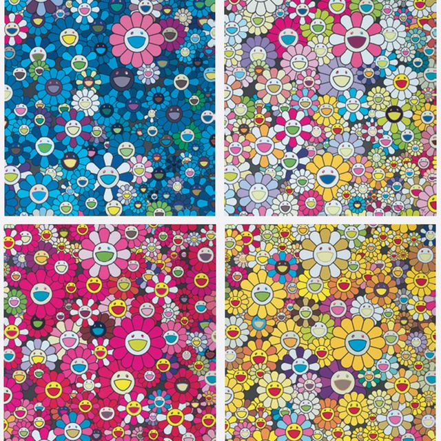 Takashi Murakami — Дань уважения Monopink 1960 B; Дань уважения Monogold 1960 B; Дань уважения IKB 1957 B; Дань уважения Yves Klein Multicolor B