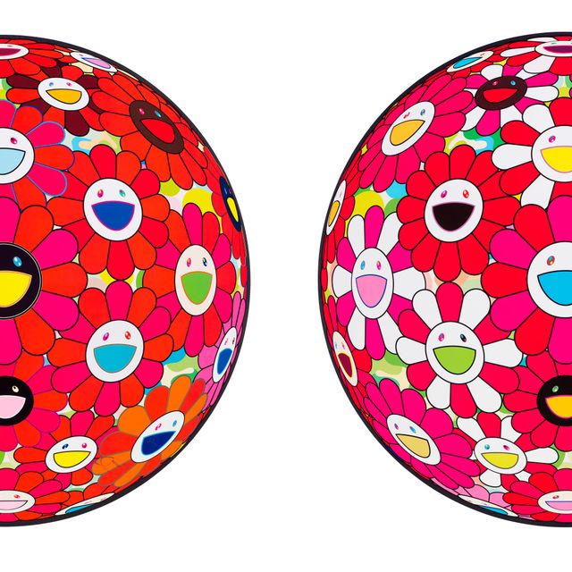 Takashi Murakami — Цветочный шар (3D) - Красный шар