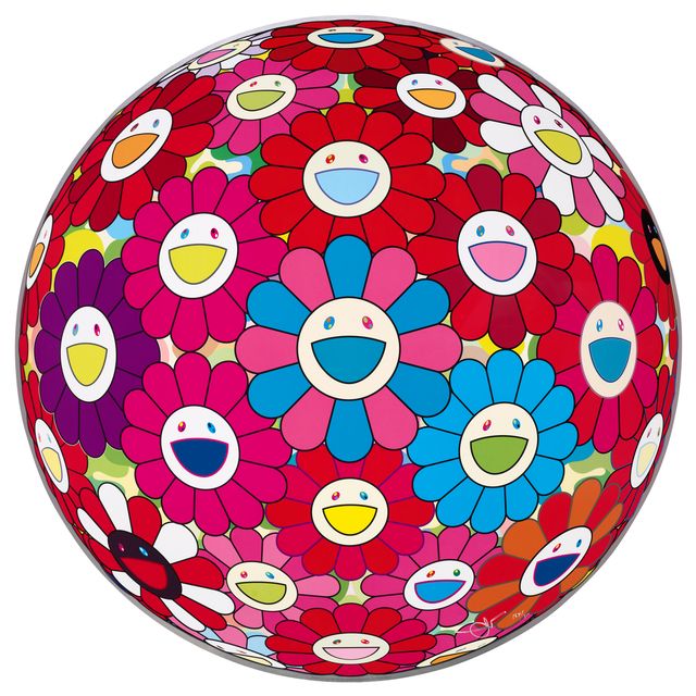 Takashi Murakami — Цветочный шар (3D) - Синий, красный