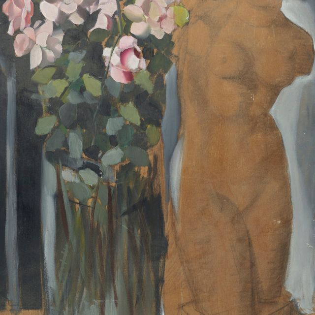Tamara de Lempicka — Букет цветов и статуя юной эскизессы