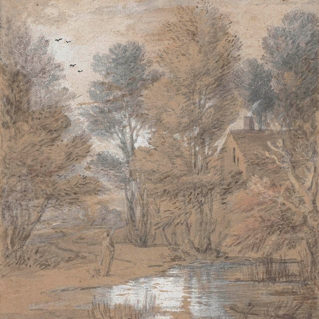 Thomas Gainsborough — Коттедж с деревьями, отражающимися в лесном пруду