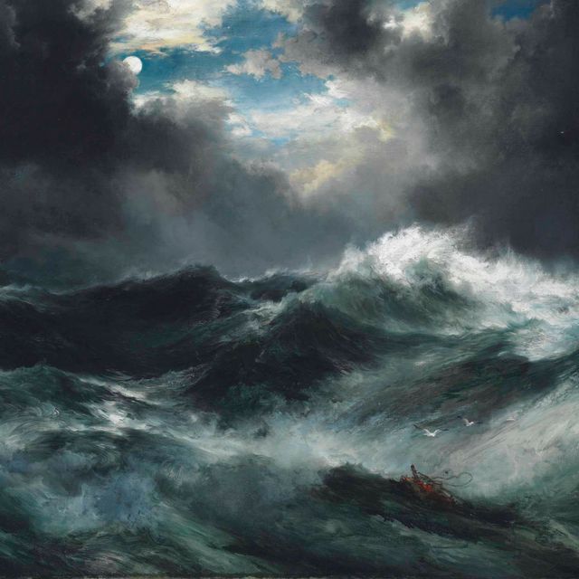 Thomas Moran — Залитое лунным светом кораблекрушение в море