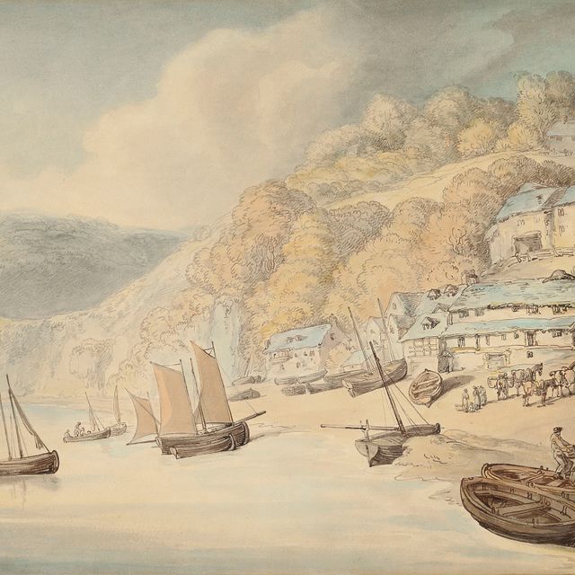 Thomas Rowlandson — Лодки причаливают в Кловелли, Северный Девон
