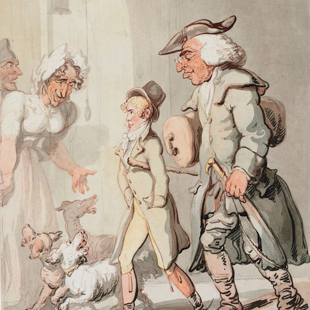 Thomas Rowlandson — Медведь и его вожак проходят мимо отеля "Англетер"