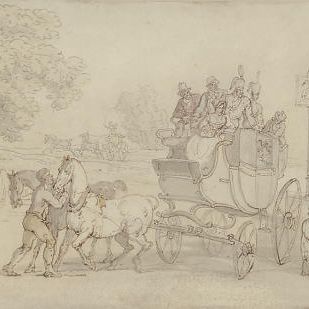 Thomas Rowlandson — Смена лошадей в гостинице "Лебедь", Брикстон
