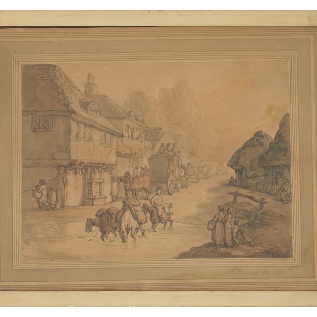 Thomas Rowlandson — На Бодмин-Даунс, Корнуолл; и вьючные лошади, переходящие брод