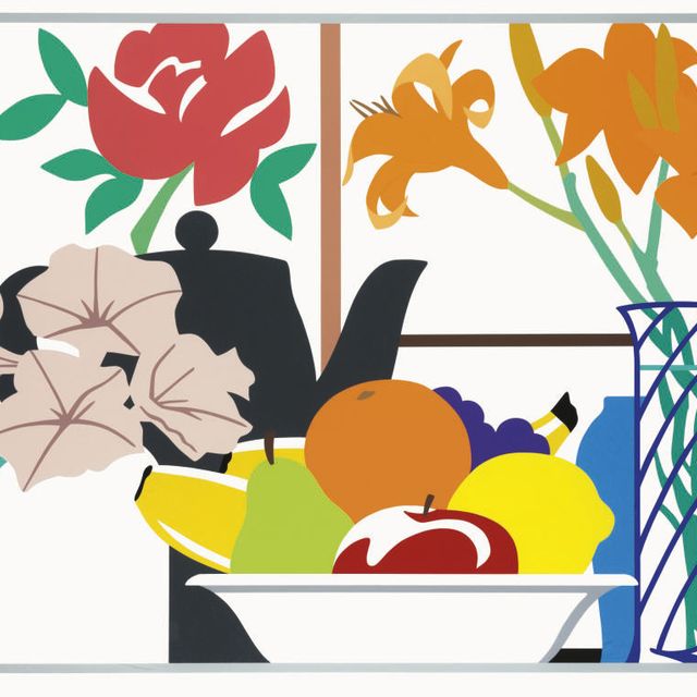 Tom Wesselmann — Натюрморт с петуниями, лилиями и фруктами