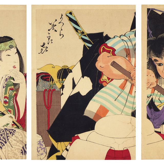 Tsukioka Yoshitoshi — Кура бираки (открытие склада), Ямауба и Кинтаро