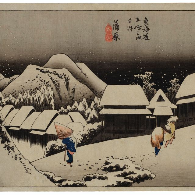 Utagawa Hiroshige — Канбара йору но юки (Вечерний снег в Канбаре)