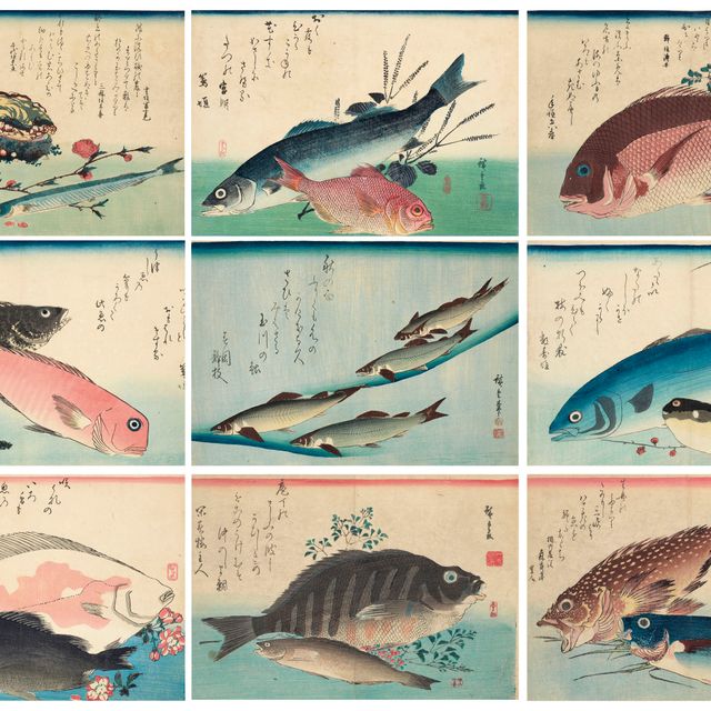 Utagawa Hiroshige — Полный набор из безымянной серии крупных рыб (Уозукуси)