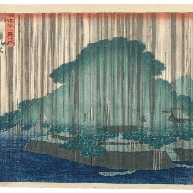 Utagawa Hiroshige — Карасаки но яо (Ночной дождь, Карасаки)