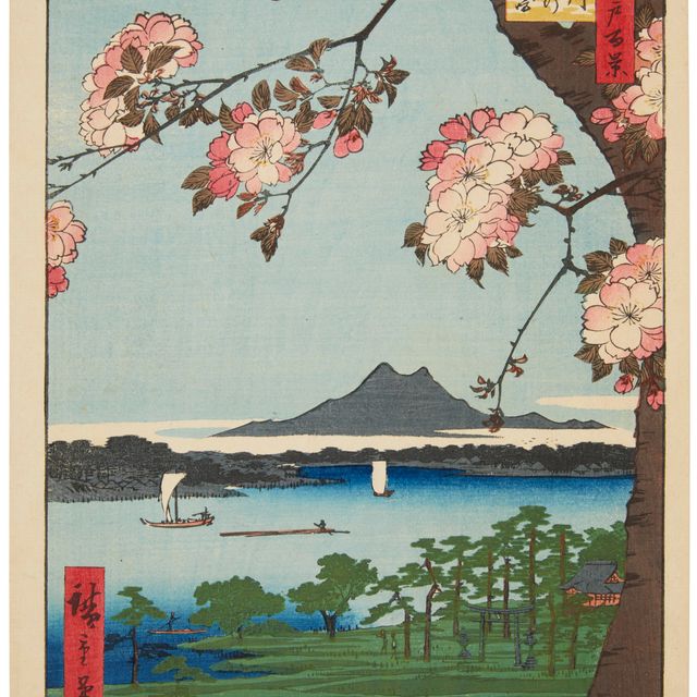 Utagawa Hiroshige — Сумидагава Суйд-дзин-но-мори Массаки ( храм Суйд-дзин и Массаки на реке Сумида )