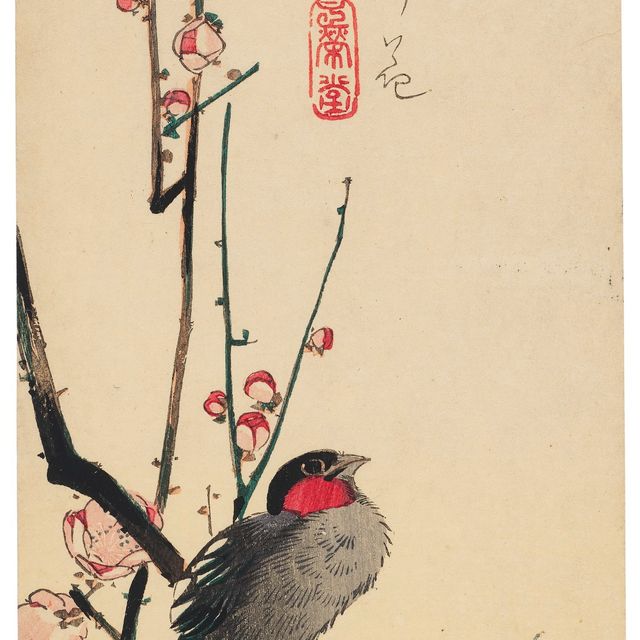 Utagawa Hiroshige — Ласточка и цветущее сливовое дерево