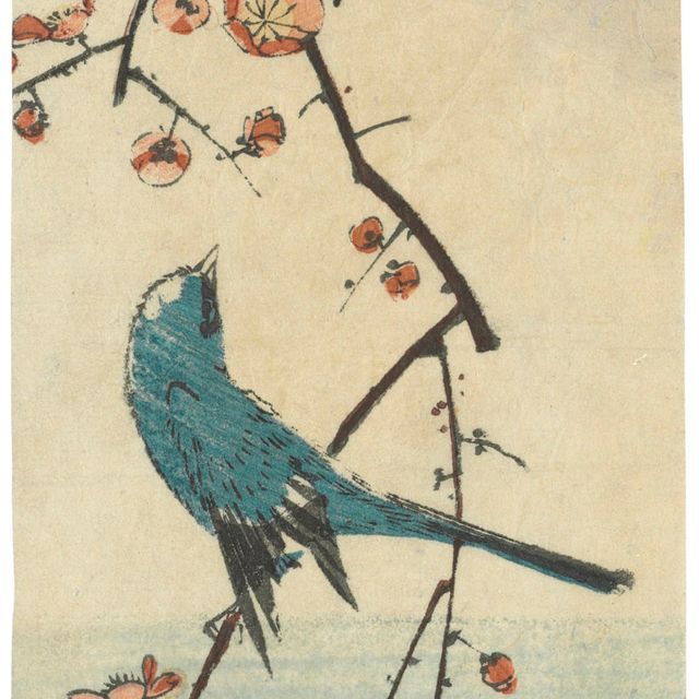 Utagawa Hiroshige — КАМЫШЕВКА НА ВЕТКЕ СЛИВЫ