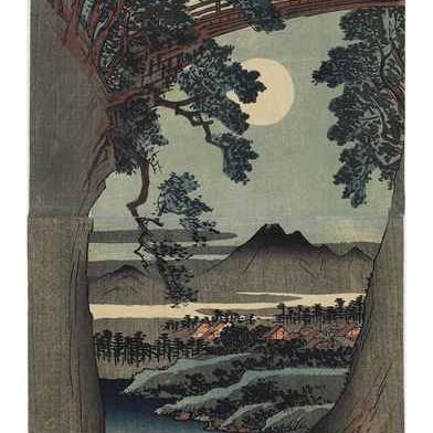 Utagawa Hiroshige — Койо Сарухаси (Обезьяний мост в провинции Кай)