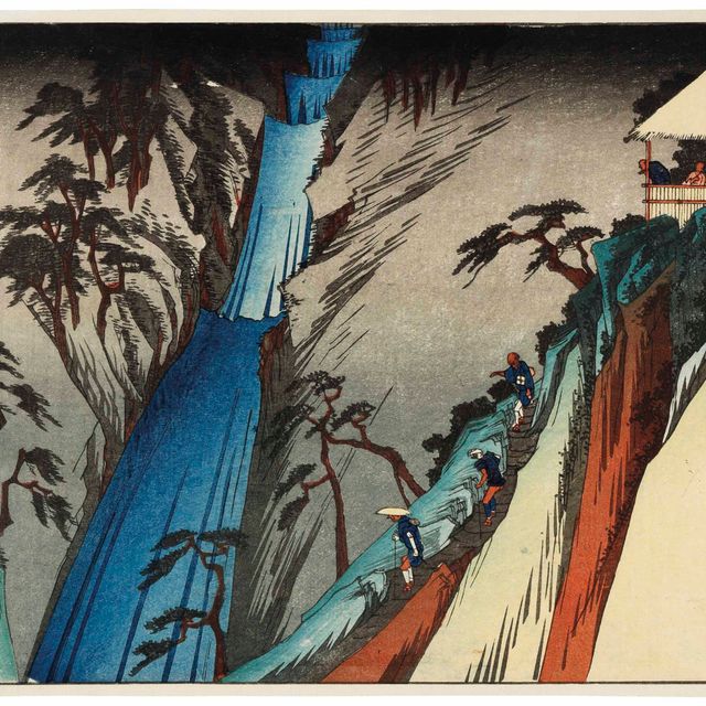 Utagawa Hiroshige — СЭССЮ НУНОБИКИ-НО-ТАКИ (ВОДОПАД НУНОБИКИ В ПРОВИНЦИИ СЭЦУ) ИЗ СЕРИИ "ХОНЧО МЭЙСЕ" ("ЗНАМЕНИТЫЕ МЕСТА СТРАНЫ [ЯПОНИЯ]")