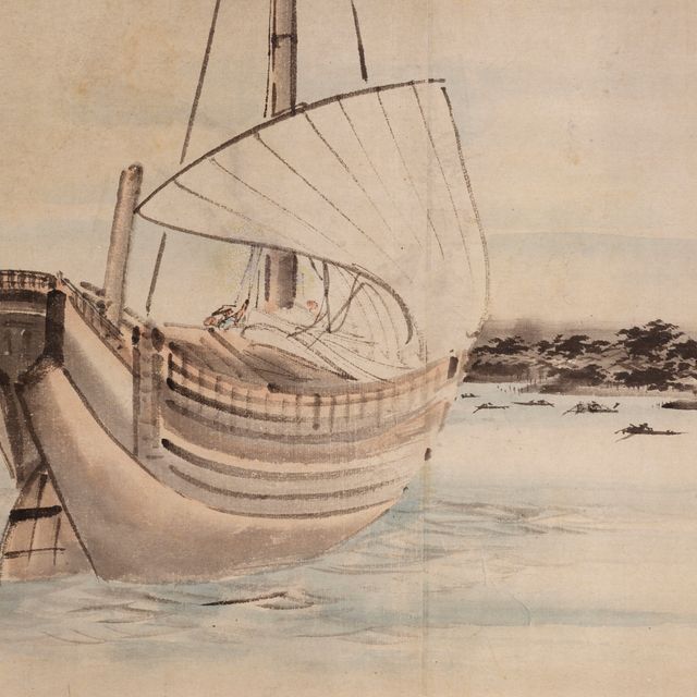 Utagawa Hiroshige — Лодки в Цукудадзиме