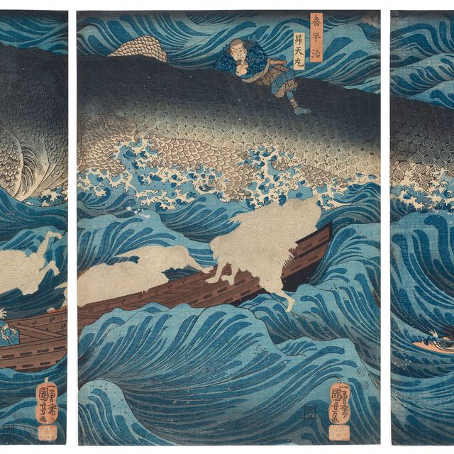 Utagawa Kuniyoshi — Сануки но ин кэндзоку о шите Таметомо о сукуу дзу (Изображение отставного императора Сануки, посылающего союзников [тэнгу] спасать Таметомо)