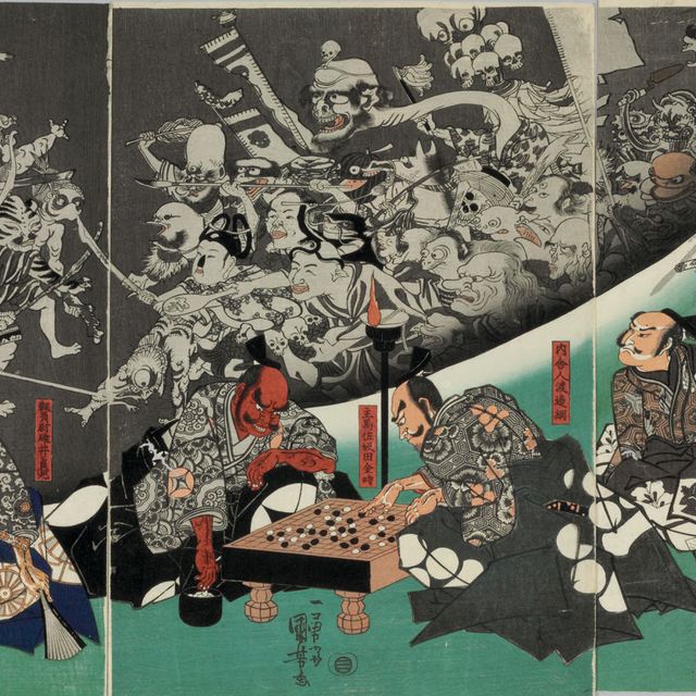Utagawa Kuniyoshi — Минамото но Еримицу-ко но яката ни Цутигумо екай насу но дзу (Земной паук вызывает демонов в особняке Минамото но Еримицу)
