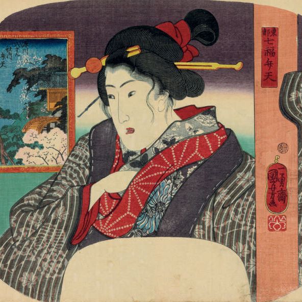 Utagawa Kuniyoshi — Фукагава Хатиман шанаи Бентен из серии "Тото ситифуку Бентен" ("Семь святилищ удачи в восточной столице")