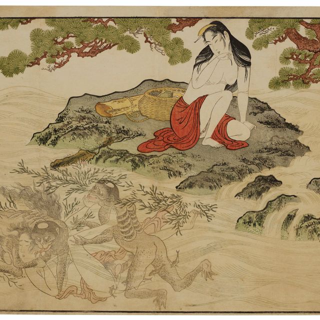 Utamaro Kitagawa — Ныряльщик за морскими ушками, изнасилованный чешуйчатым речным монстром ( каппа )
