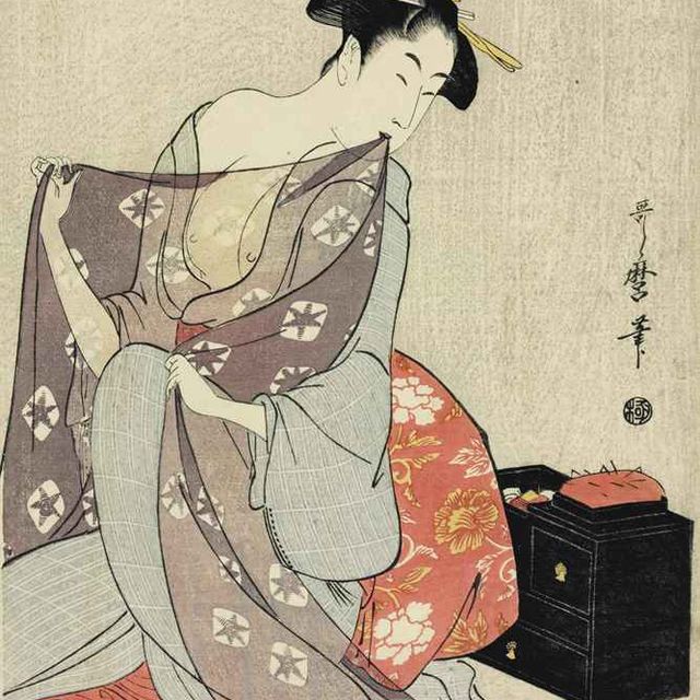 Utamaro Kitagawa — Рукоделие (Хари-сигото), из безымянного набора из пяти гравюр повседневной жизни, 1797-1798 гг.