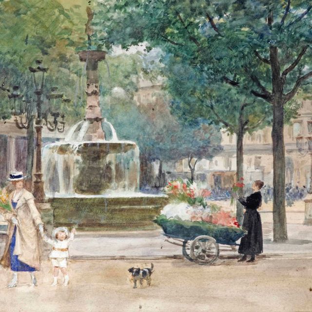 Victor Gabriel Gilbert — Цветочный киоск у фонтана, Париж