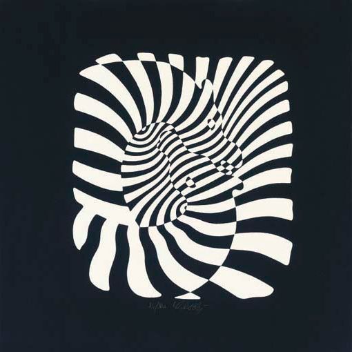 Victor Vasarely — Зебры (головы белые на черном)