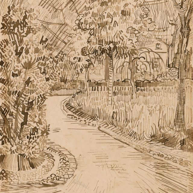 Vincent van Gogh — Парк в Арле, рядом с монетой Желтого дома
