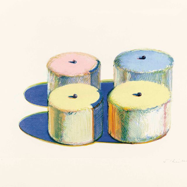 Wayne Thiebaud — Четыре торта, с недавних гравюр, которые я