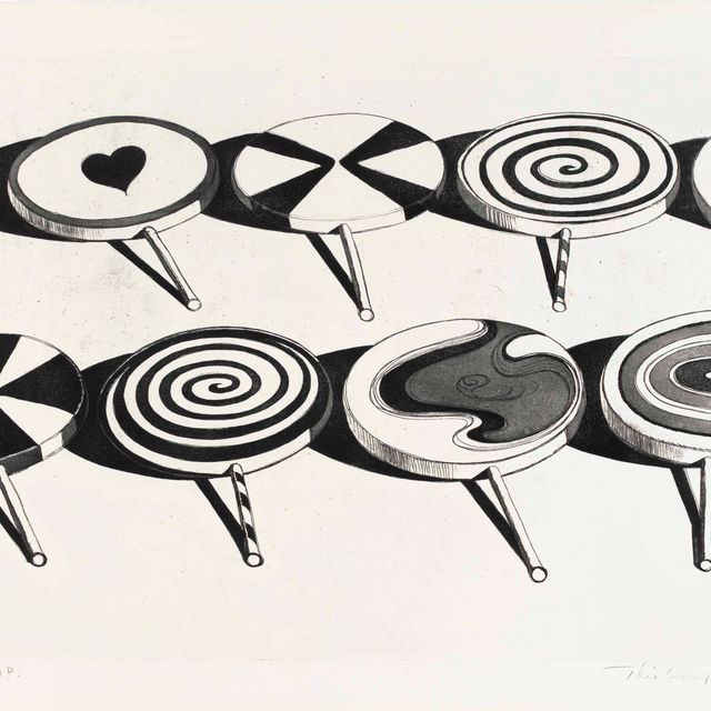 Wayne Thiebaud — Черные присоски, из семи натюрмортов и серебряного пейзажа