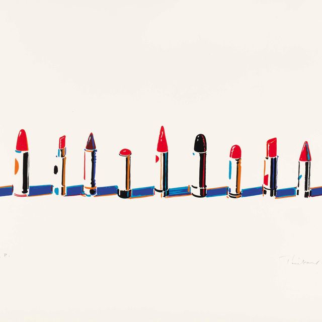 Wayne Thiebaud — Ряд губных помад, состоящий из семи натюрмортов и кролика