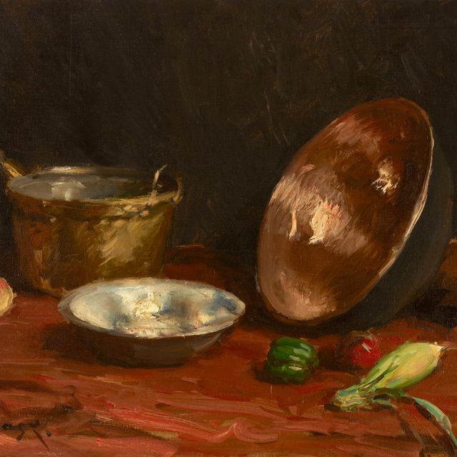 William Merritt Chase — Натюрморт из кастрюль и овощей
