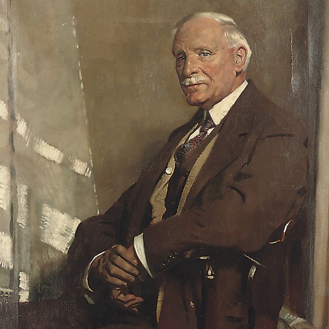 William Orpen — Портрет Томаса Гласса, сидящего в полный рост, в коричневом костюме-тройке