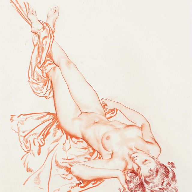 William Russell Flint — Обнаженная полулежащая женщина: этюд мисс Юфимии Микер