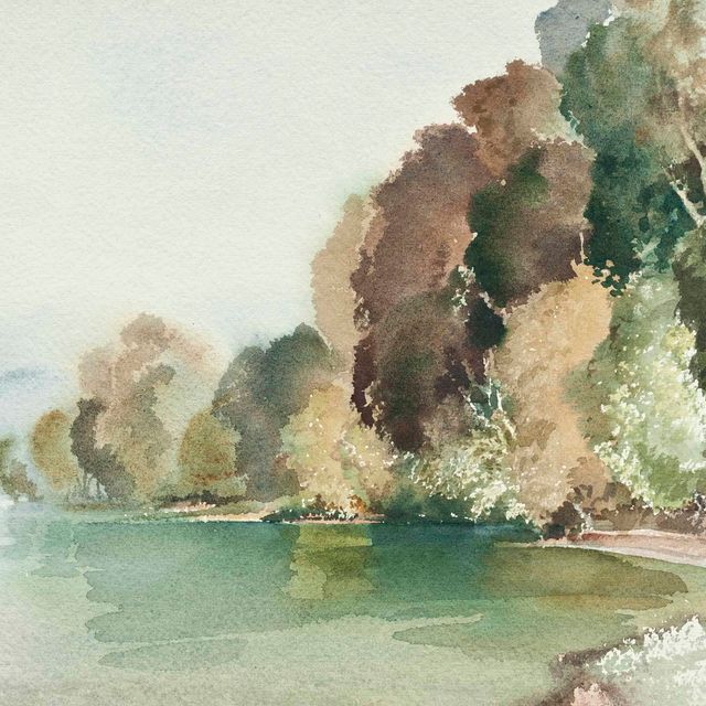 William Russell Flint — Туманный октябрь, озеро Лох-Эрн
