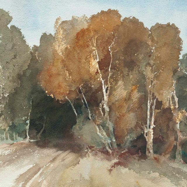 William Russell Flint — Проселочная дорога в Сассексе, осень