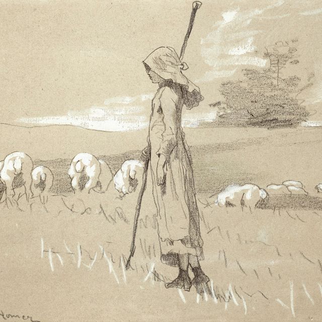 Winslow Homer — Стоящая пастушка со своим стадом