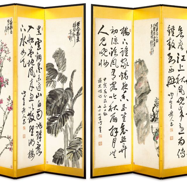Wu Changshuo — Панно-ширмы из цветов и каллиграфии