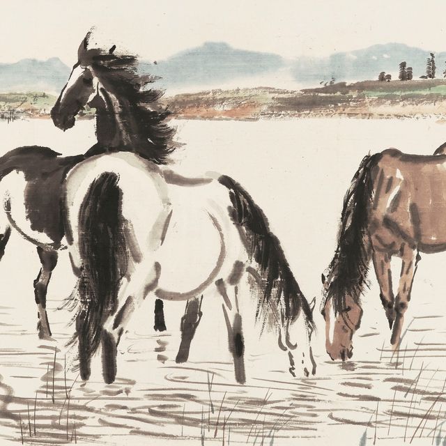 Xu Beihong — Лошади пьют