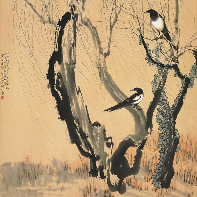 Xu Beihong — Сороки на ветках