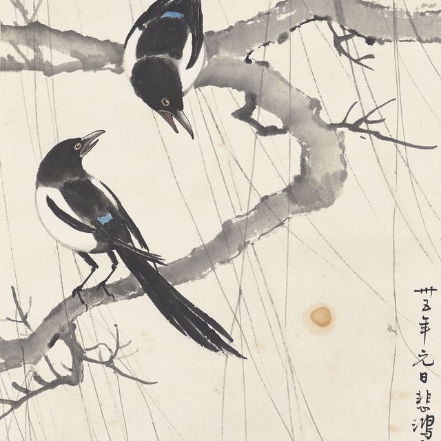 Xu Beihong — Две сороки на иве